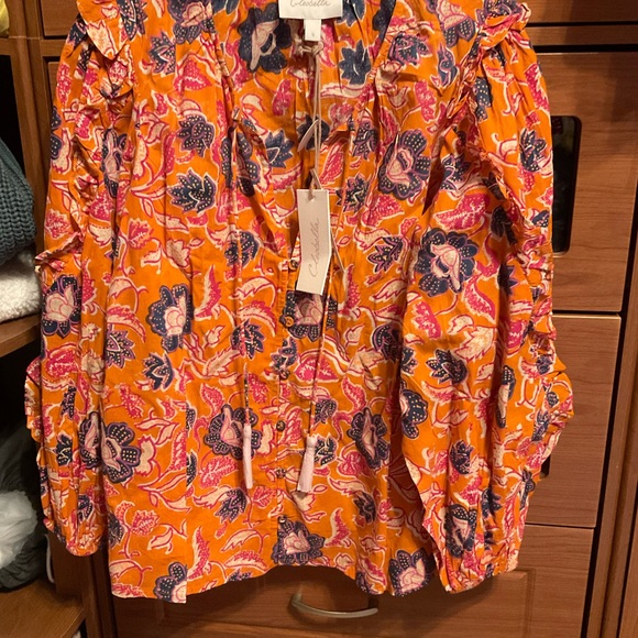 Cleobella Orange and Pink Blouse Vibrant Top - Picture 2 of 4